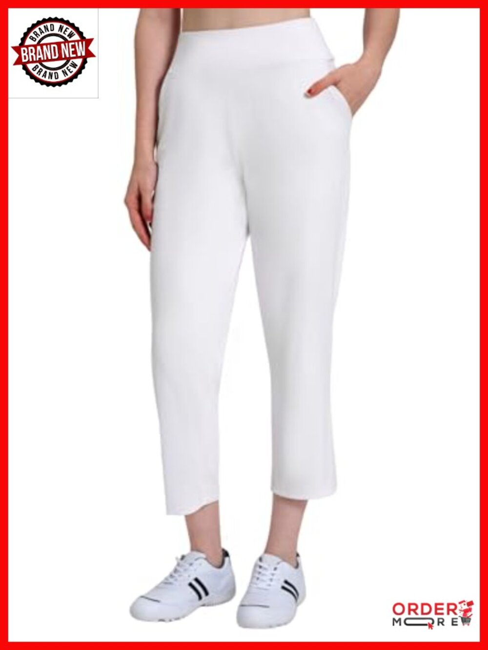 Stretchy Women's Golf Pants Ankle Length High Waist 4 Pockets